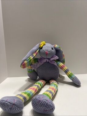 Hobby Lobby Lavender Knit Bunny with Pastel Stripes
